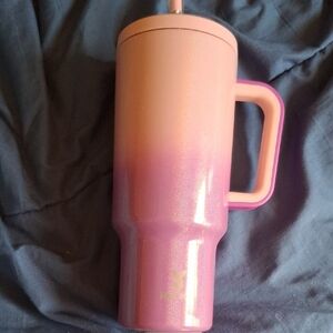 Pink Purple Meoky  Stainless Travel Tumbler with Handle